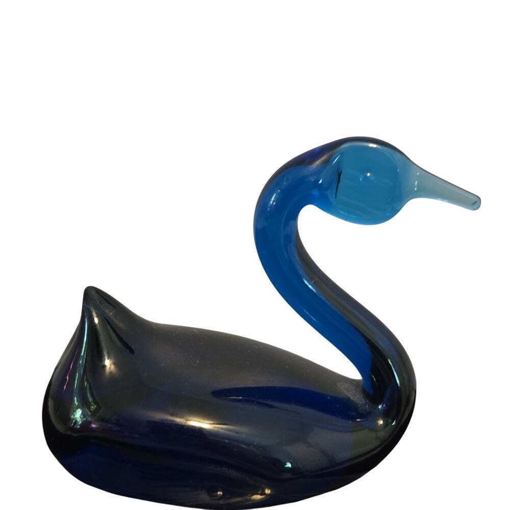 Viking Blue Art Glass Swan
